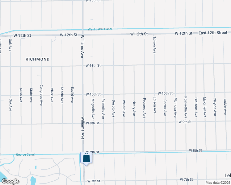 map of restaurants, bars, coffee shops, grocery stores, and more near 706 West 10th Street in Lehigh Acres