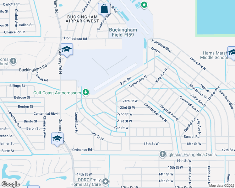 map of restaurants, bars, coffee shops, grocery stores, and more near 2314 Daniel Avenue North in Lehigh Acres