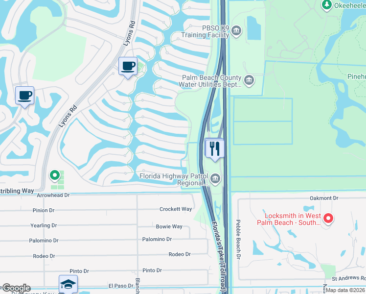 map of restaurants, bars, coffee shops, grocery stores, and more near 8178 Rosalie Lane in Wellington