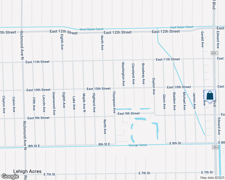 map of restaurants, bars, coffee shops, grocery stores, and more near 925 Thompson Avenue in Lehigh Acres