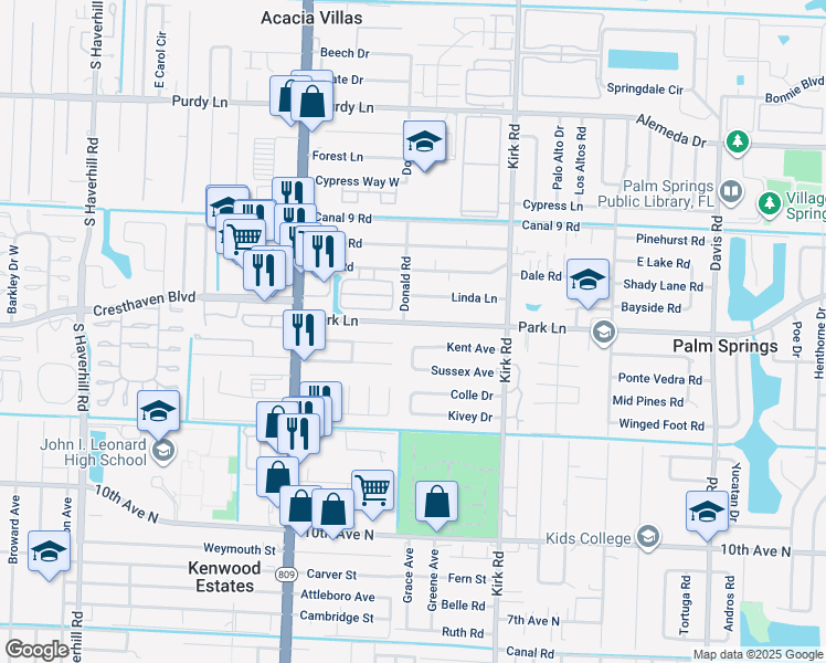 map of restaurants, bars, coffee shops, grocery stores, and more near 4363 Hillary Circle in West Palm Beach