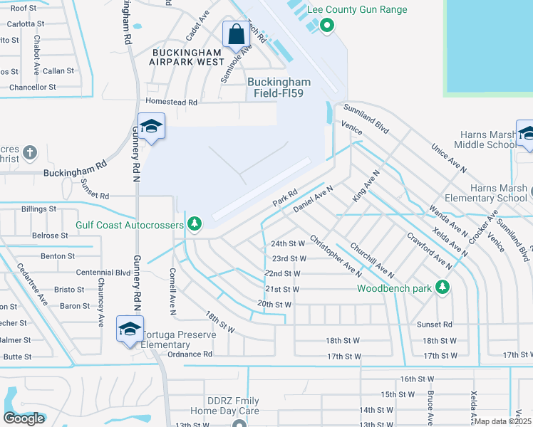 map of restaurants, bars, coffee shops, grocery stores, and more near 2320 Park Road in Lehigh Acres