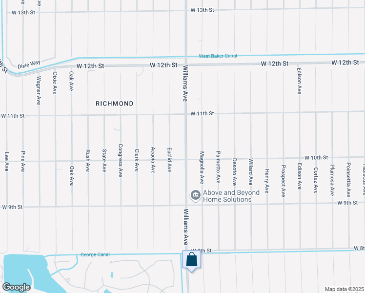 map of restaurants, bars, coffee shops, grocery stores, and more near 1007 Williams Avenue in Lehigh Acres