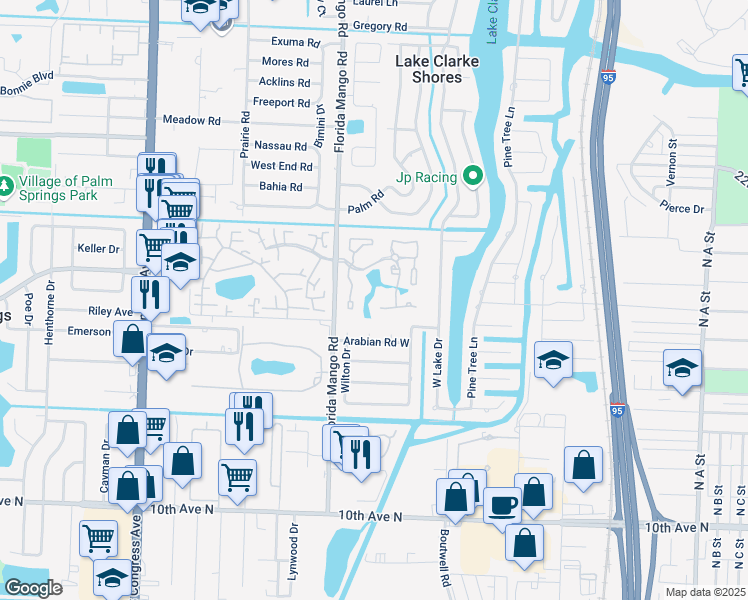 map of restaurants, bars, coffee shops, grocery stores, and more near 8159 Andover Court in West Palm Beach