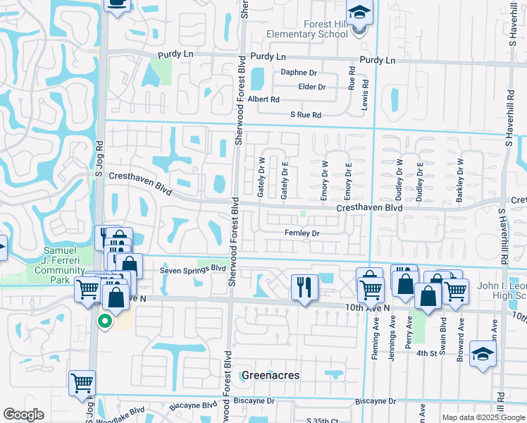 map of restaurants, bars, coffee shops, grocery stores, and more near in Palm Beach County