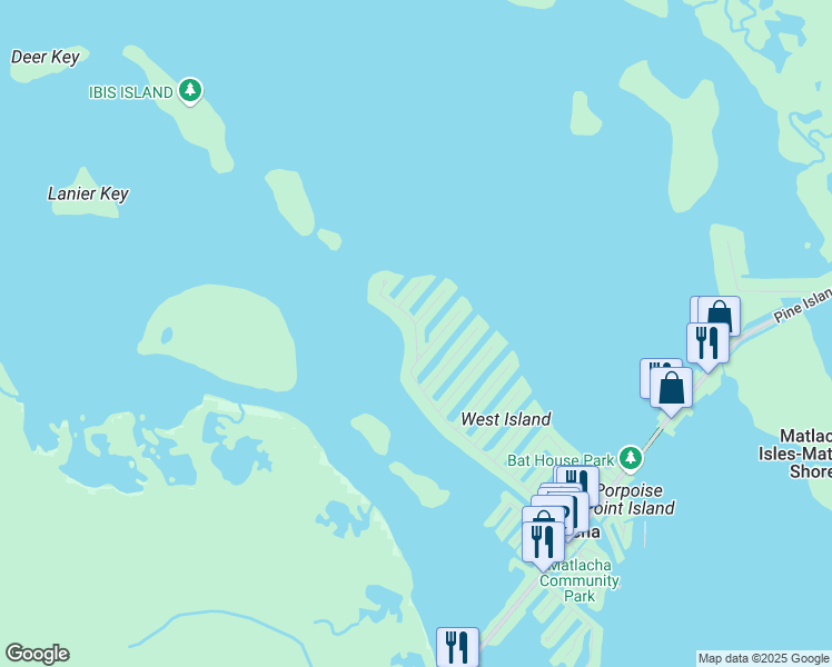 map of restaurants, bars, coffee shops, grocery stores, and more near 11859 Island Avenue in Matlacha