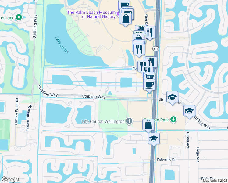 map of restaurants, bars, coffee shops, grocery stores, and more near 2924 Florence Street in Wellington