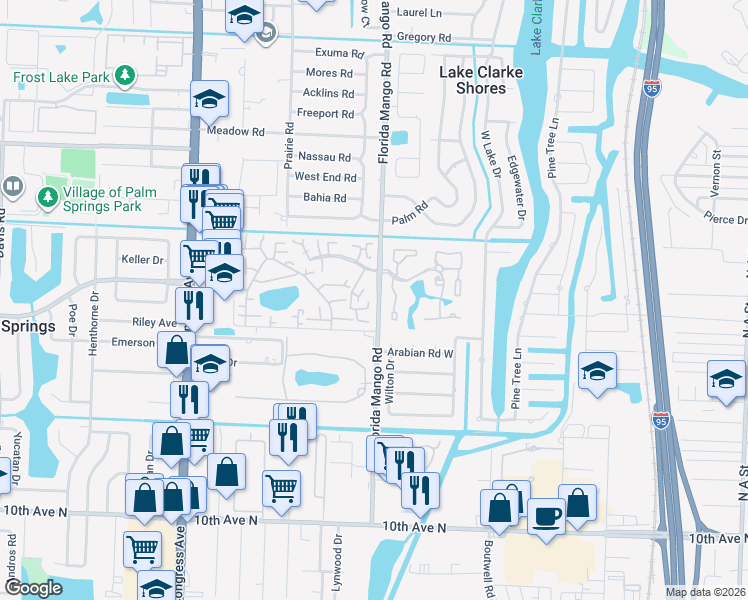map of restaurants, bars, coffee shops, grocery stores, and more near 8169 Andover Court in West Palm Beach