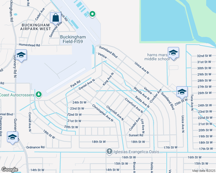 map of restaurants, bars, coffee shops, grocery stores, and more near 2415 Carvell Avenue North in Lehigh Acres