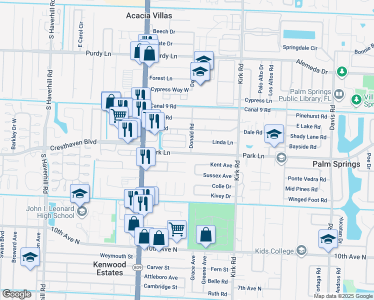 map of restaurants, bars, coffee shops, grocery stores, and more near 4363 Hillary Circle in West Palm Beach