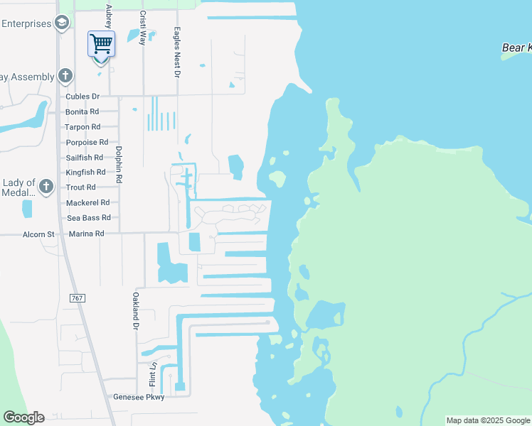 map of restaurants, bars, coffee shops, grocery stores, and more near 5361 Blue Crab Circle in Bokeelia