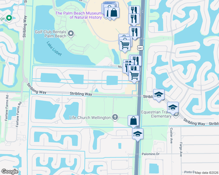 map of restaurants, bars, coffee shops, grocery stores, and more near 3143 Florence Street in Wellington