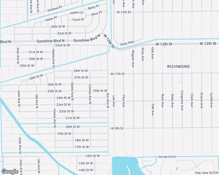 map of restaurants, bars, coffee shops, grocery stores, and more near 2502 Ann Avenue North in Lehigh Acres