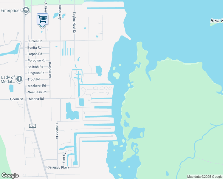 map of restaurants, bars, coffee shops, grocery stores, and more near 5361 Blue Crab Circle in Bokeelia