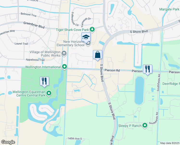 map of restaurants, bars, coffee shops, grocery stores, and more near 3060 Mallet Hill Court in Wellington