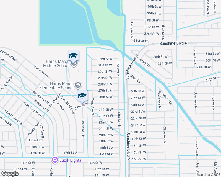 map of restaurants, bars, coffee shops, grocery stores, and more near 3406 27th Street West in Lehigh Acres