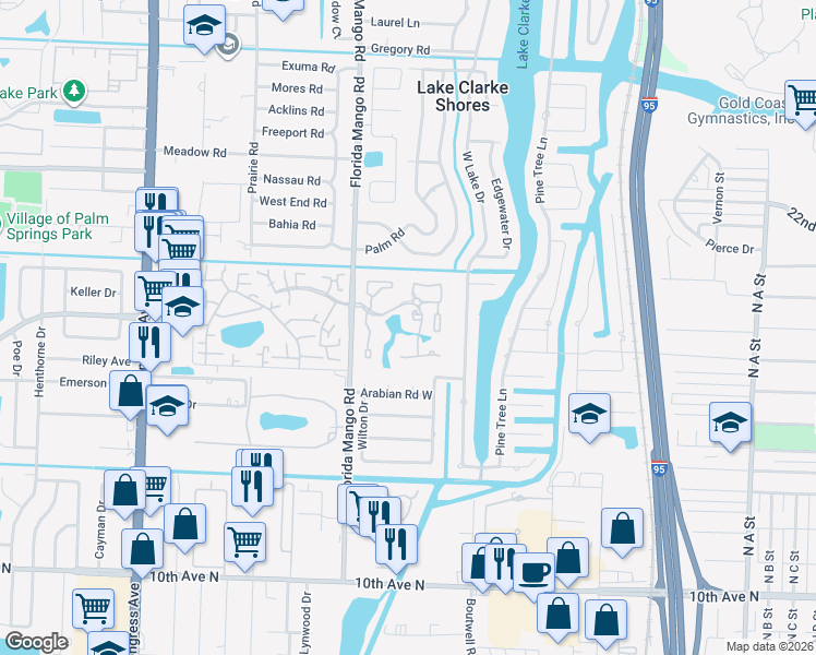 map of restaurants, bars, coffee shops, grocery stores, and more near 8154 Chelsea Court in West Palm Beach