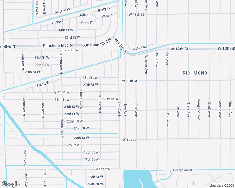 map of restaurants, bars, coffee shops, grocery stores, and more near 2502 Ann Avenue North in Lehigh Acres