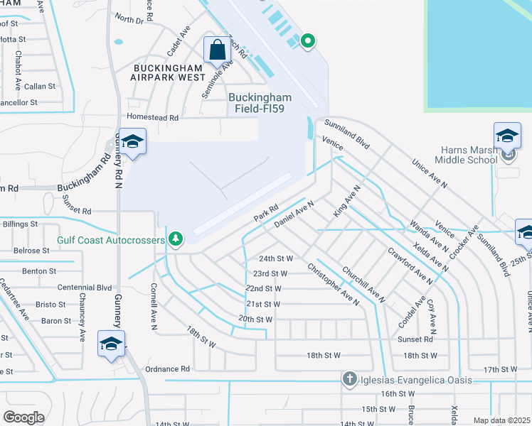 map of restaurants, bars, coffee shops, grocery stores, and more near 2409 Daniel Avenue North in Lehigh Acres