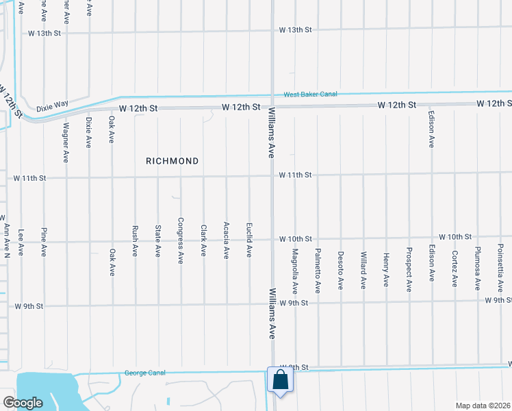 map of restaurants, bars, coffee shops, grocery stores, and more near 1012 Euclid Avenue in Lehigh Acres
