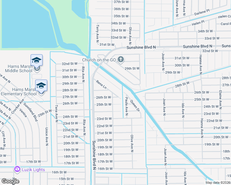 map of restaurants, bars, coffee shops, grocery stores, and more near 2602 Rena Lane in Lehigh Acres