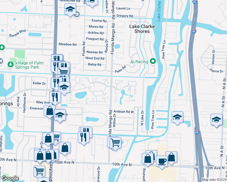map of restaurants, bars, coffee shops, grocery stores, and more near 8169 Andover Court in West Palm Beach