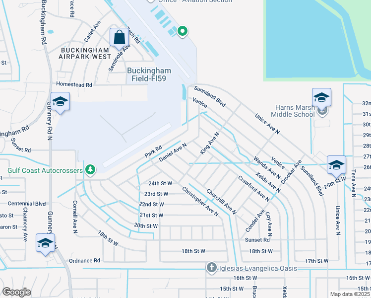 map of restaurants, bars, coffee shops, grocery stores, and more near 2405 Delta Avenue North in Lehigh Acres