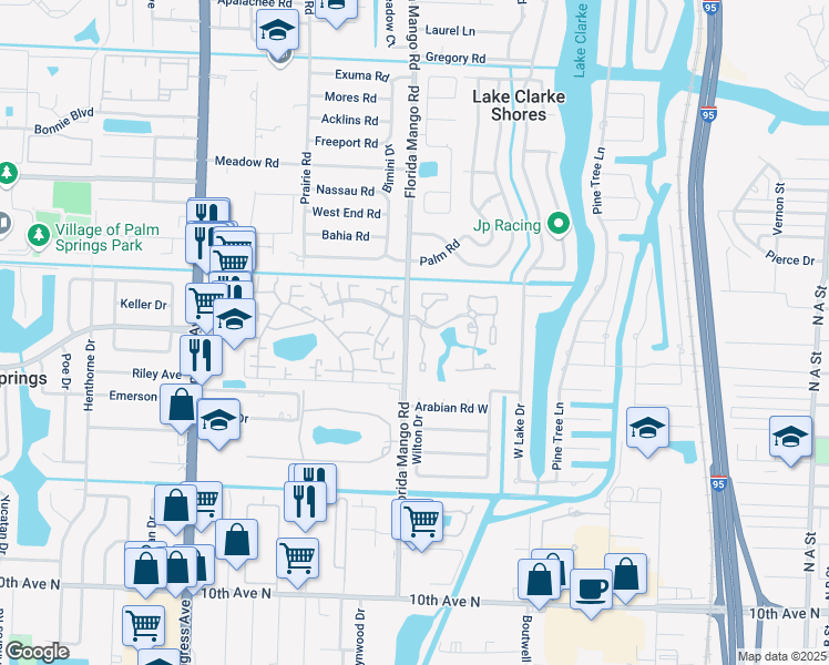 map of restaurants, bars, coffee shops, grocery stores, and more near 8169 Andover Court in West Palm Beach