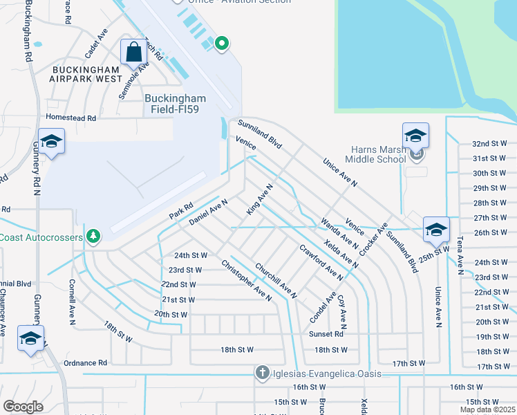 map of restaurants, bars, coffee shops, grocery stores, and more near 2415 Carvell Avenue North in Lehigh Acres