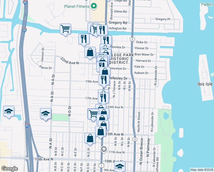 map of restaurants, bars, coffee shops, grocery stores, and more near 1732 State Highway 805 in Lake Worth
