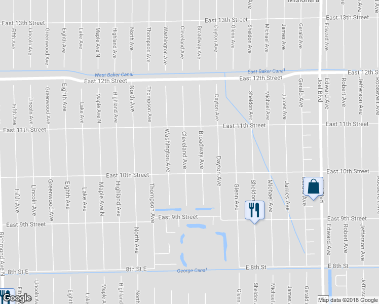 map of restaurants, bars, coffee shops, grocery stores, and more near 1010 Cleveland Avenue North in Lehigh Acres