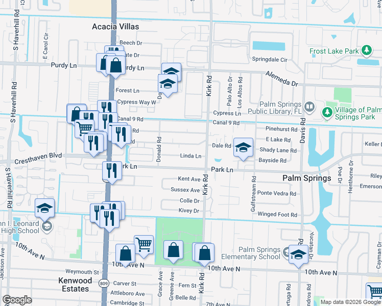 map of restaurants, bars, coffee shops, grocery stores, and more near 4083 Dale Road in West Palm Beach