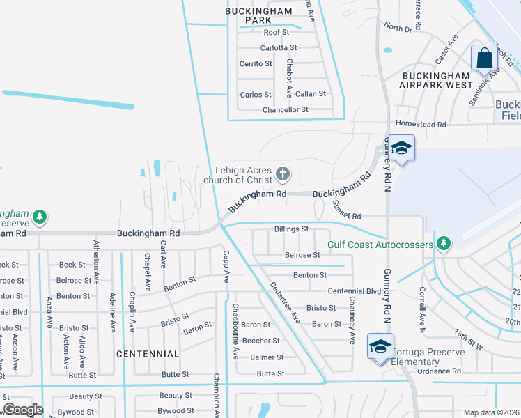 map of restaurants, bars, coffee shops, grocery stores, and more near 7851 Buckingham Road in Fort Myers