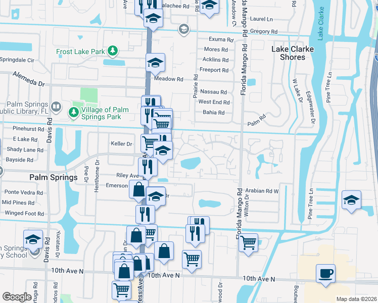 map of restaurants, bars, coffee shops, grocery stores, and more near 356 Lake Arbor Drive in Palm Springs