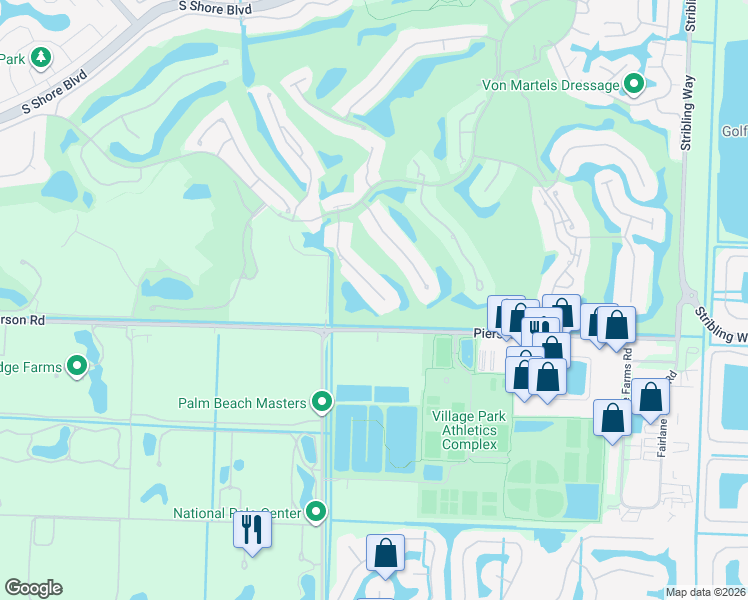 map of restaurants, bars, coffee shops, grocery stores, and more near 2921 Bent Cypress Road in Wellington