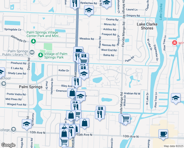 map of restaurants, bars, coffee shops, grocery stores, and more near 356 Lake Arbor Drive in Palm Springs