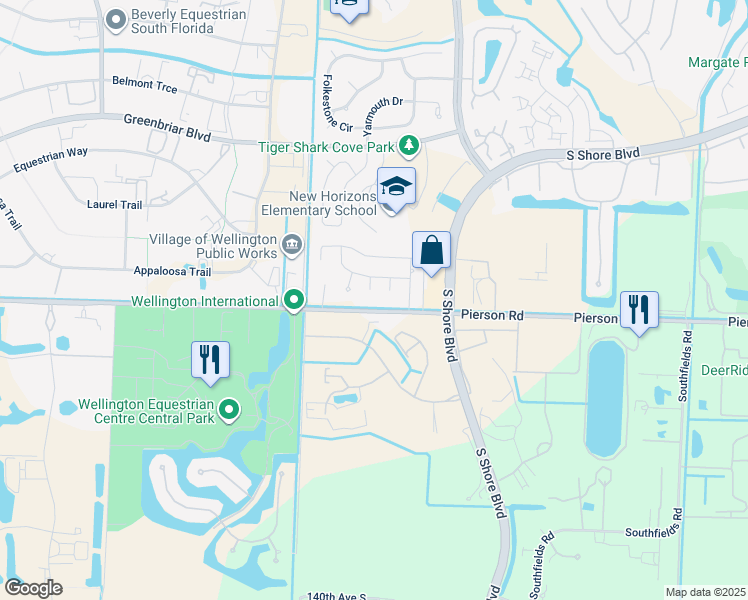 map of restaurants, bars, coffee shops, grocery stores, and more near 2944 Werwood Court in Wellington
