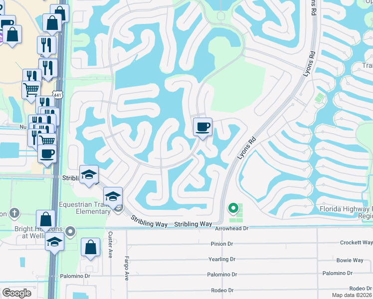 map of restaurants, bars, coffee shops, grocery stores, and more near 9429 McAneeny Court in Wellington
