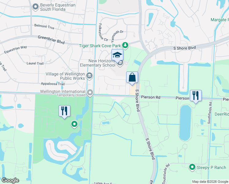 map of restaurants, bars, coffee shops, grocery stores, and more near 2944 Werwood Court in Wellington