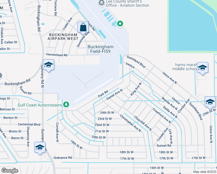 map of restaurants, bars, coffee shops, grocery stores, and more near 2421-2423 Park Road in Lehigh Acres
