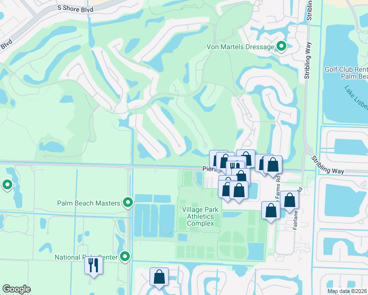 map of restaurants, bars, coffee shops, grocery stores, and more near 2990 Twin Oaks Way in Wellington