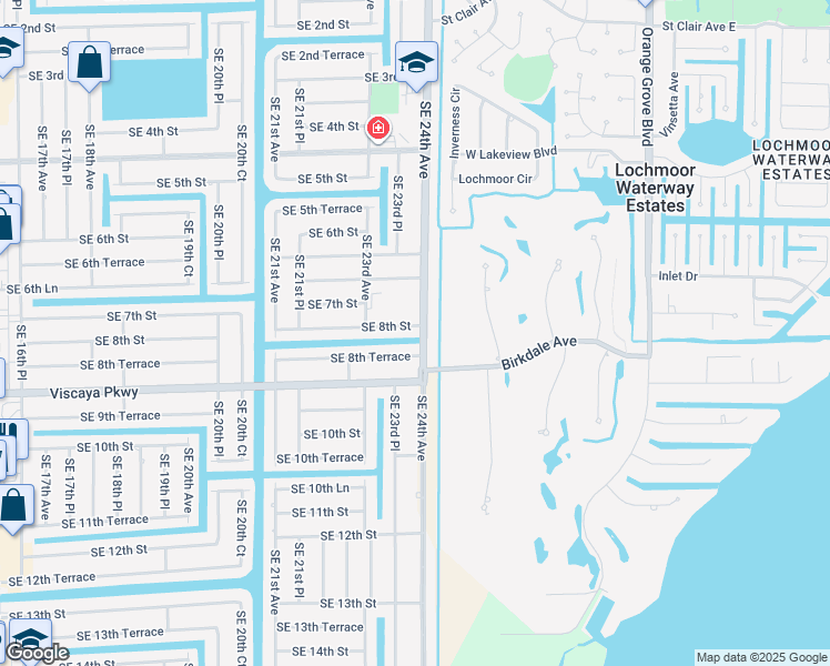 map of restaurants, bars, coffee shops, grocery stores, and more near 2330 Southeast 8th Street in Cape Coral