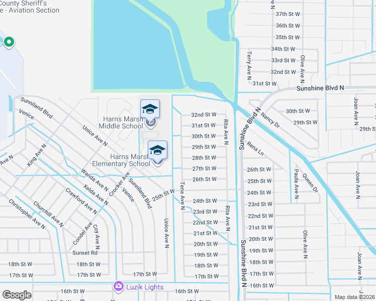 map of restaurants, bars, coffee shops, grocery stores, and more near 3417 29th Street West in Lehigh Acres