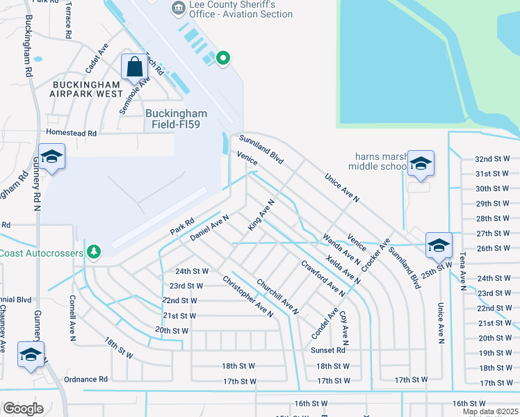 map of restaurants, bars, coffee shops, grocery stores, and more near 2403 Xelda Avenue North in Lehigh Acres
