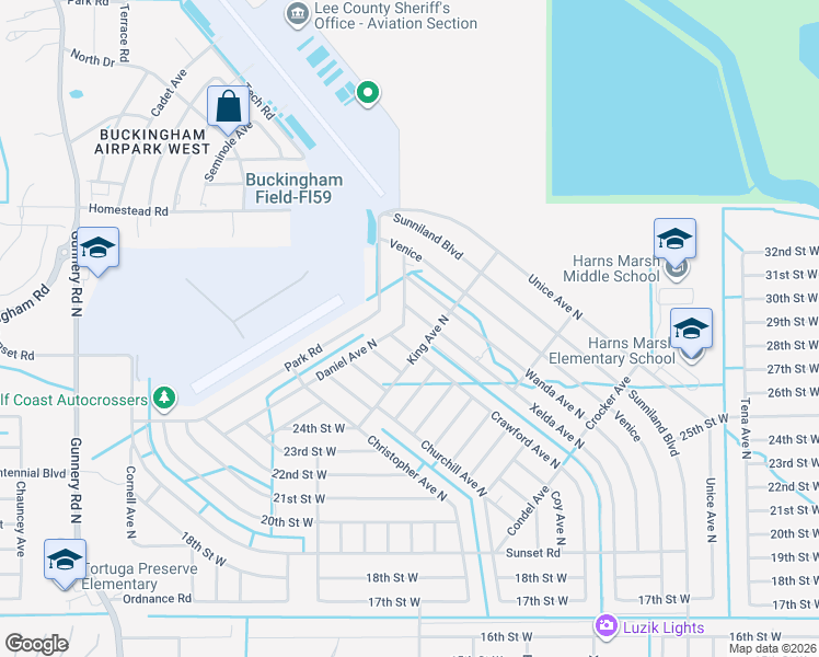 map of restaurants, bars, coffee shops, grocery stores, and more near 2456 Daniel Avenue North in Lehigh Acres