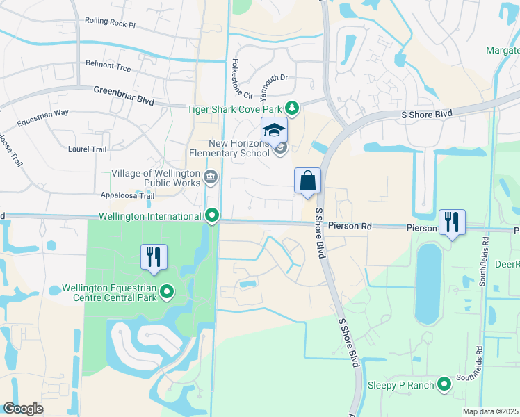 map of restaurants, bars, coffee shops, grocery stores, and more near 2944 Werwood Court in Wellington