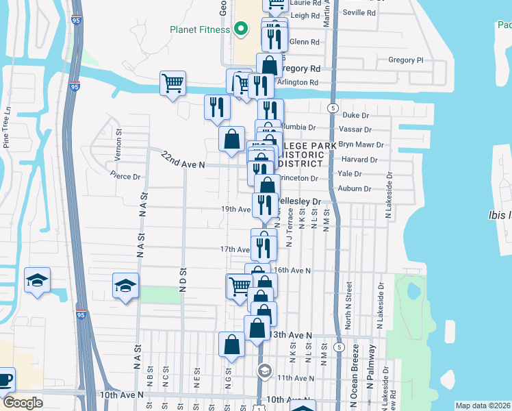 map of restaurants, bars, coffee shops, grocery stores, and more near 1832 State Highway 805 in Lake Worth