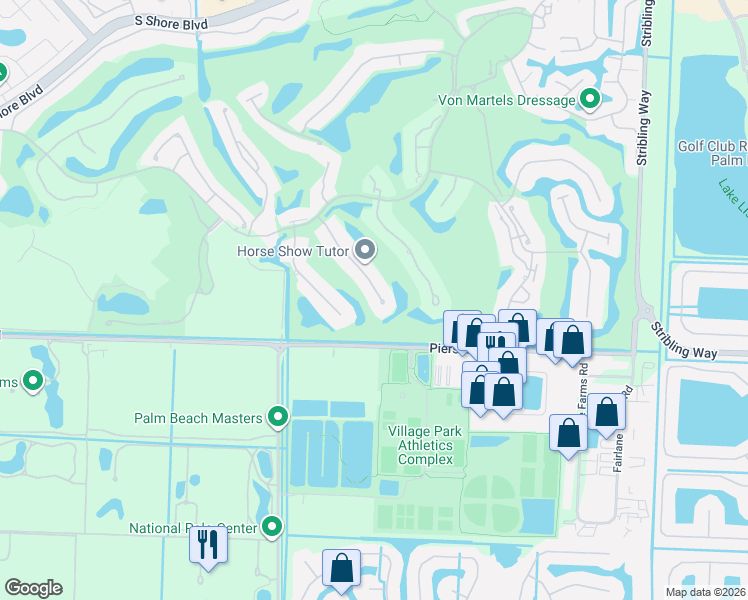 map of restaurants, bars, coffee shops, grocery stores, and more near 2970 Twin Oaks Way in Wellington