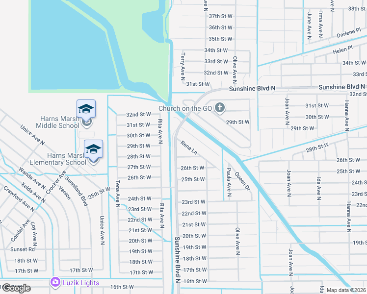map of restaurants, bars, coffee shops, grocery stores, and more near 2715 Rena Lane in Lehigh Acres
