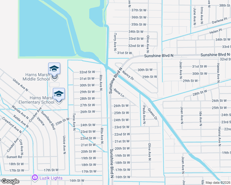 map of restaurants, bars, coffee shops, grocery stores, and more near 2715 Rena Lane in Lehigh Acres